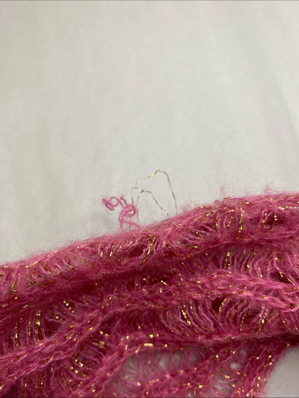 Nordstrom Made in Italy Pink Kid Mohair Metallic Open Knit Scarf 82”